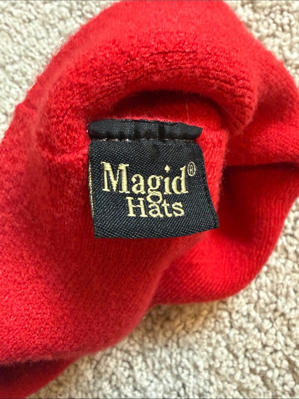 Magid Hats Red Wool Blend Beret with Black Contrast Stitching - OSFM - Picture 2 of 4